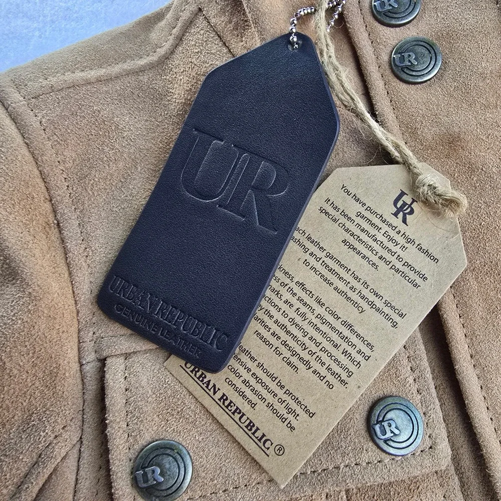 Urban Republic NWT Kids Tan Genuine Leather Suede Field Jacket‎ Size L / 7